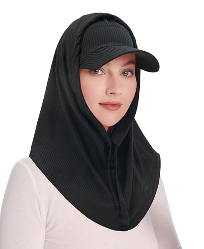 ZLYC Sommer Stricken Winddicht Beanie Mütze mit Abnehmbarer Visier Kappe(Einfarbig Schwarz),Einheitsgröße von ZLYC