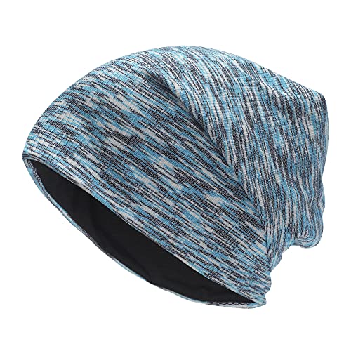 ZLYC Summer Long Slouch Beanie Leicht Weich Jersey Mütze für Damen und Herren(Gemustertes Blau) von ZLYC