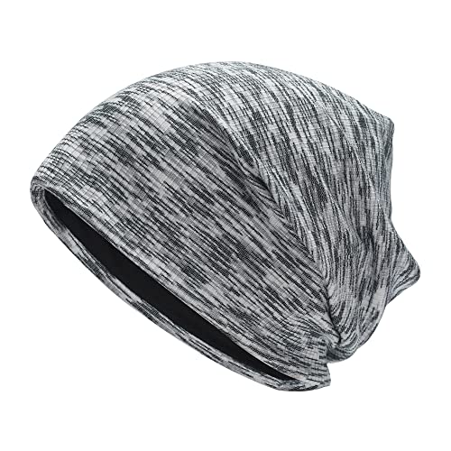 ZLYC Summer Long Slouch Beanie Leicht Weich Jersey Mütze für Damen und Herren(Gemustertes Grau) von ZLYC