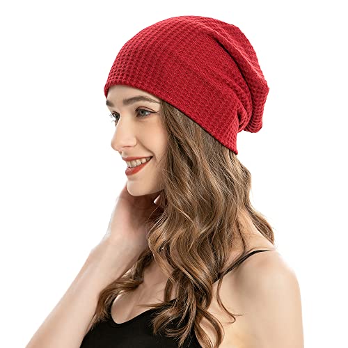 ZLYC Summer Long Slouch Beanie Leicht Weich Jersey Mütze für Damen und Herren (Solider Burgunder) von ZLYC