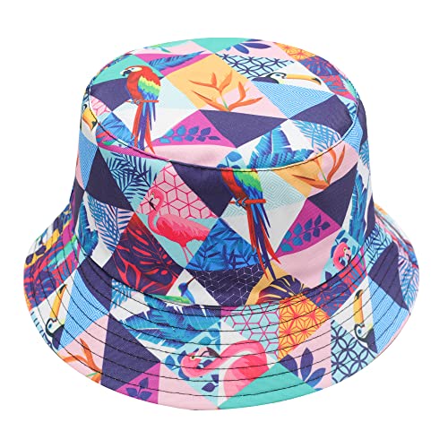 ZLYC Männer Frauen Sommer Fischerhüte Obst Hut, Flamingo-Papagei, Taglia unica-M von ZLYC