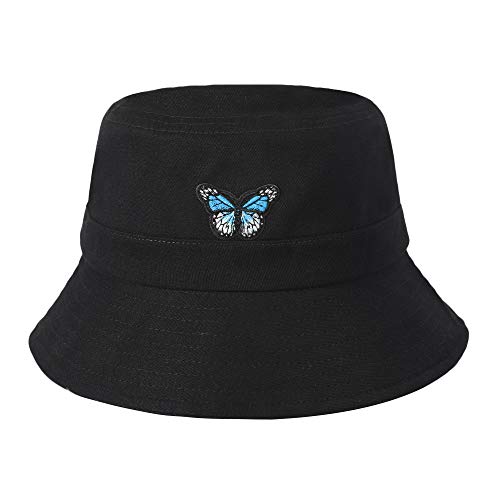 ZLYC Unisex Sommer Süß Eimerhut Fischerhüte (Schmetterling Schwarz),Einheitsgröße von ZLYC