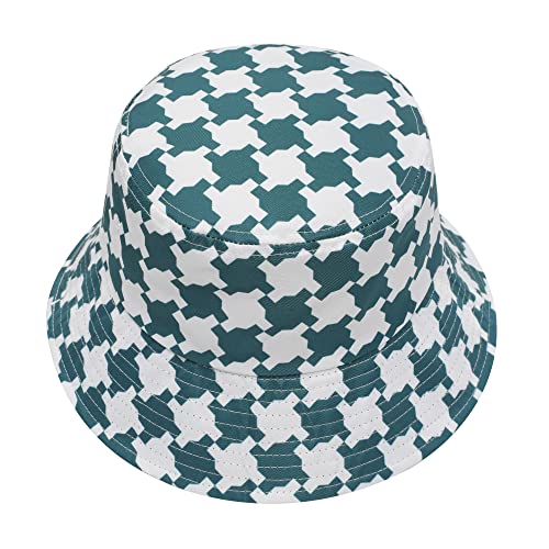 ZLYC Männer Frauen Sommer Fischerhüte Obst Hut, Houndstooth Checkered Green, One Size von ZLYC