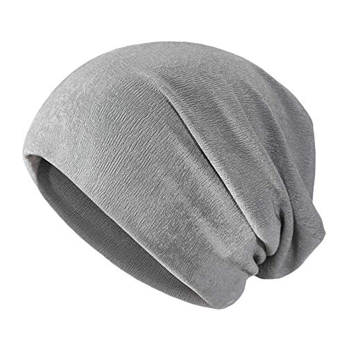ZLYC Unisex Long Slouch Beanie Leicht Weich Jersey Mütze,Chiffon Dunkelgrau,Gr. Einheitsgröße von ZLYC