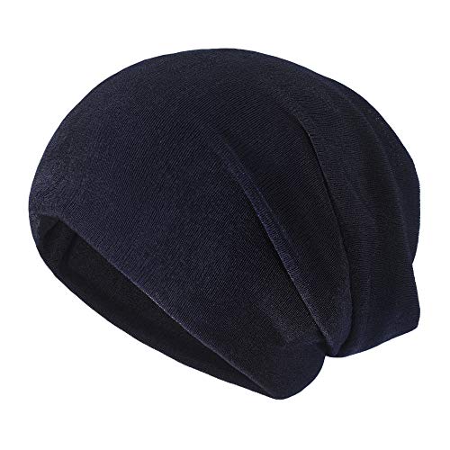 ZLYC Unisex Long Slouch Beanie Leicht Weich Jersey Mütze (Chiffon Navy),Gr. Einheitsgröße von ZLYC