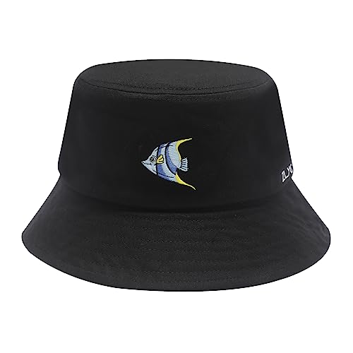 ZLYC Männer Frauen Sommer Fischerhüte Obst Hut, Kaiserlicher Fisch Blau Schwarz, One Size von ZLYC