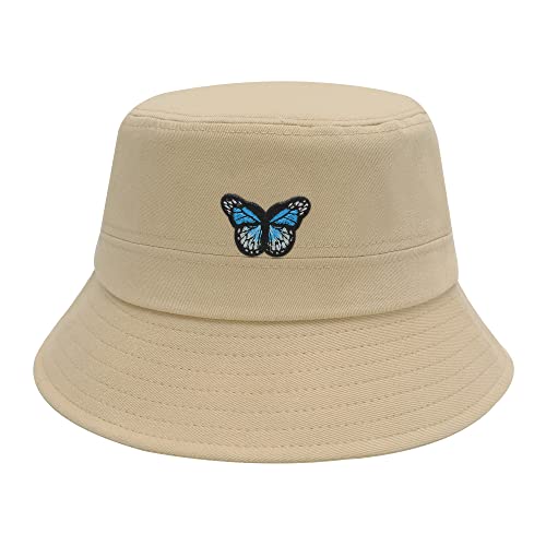 ZLYC Unisex Mode Bestickte Fischerhüte Sommerhut Outdoor-Hut Für Jugendliche(Schmetterling Lila) von ZLYC