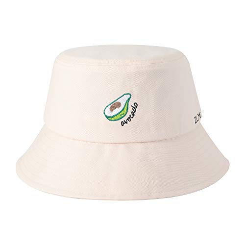 ZLYC Unisex Mode Bestickte Fischerhüte Sommerhut Outdoor-Hut Für Jugendliche (Avocado Beige),Gr. Einheitsgröße von ZLYC