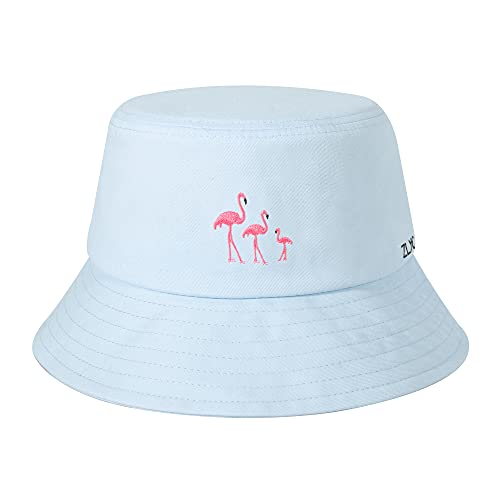 ZLYC Damen Embroidered Bucket Hat for Women Girls Schlapphut, Blue Flamingo, Einheitsgröße von ZLYC
