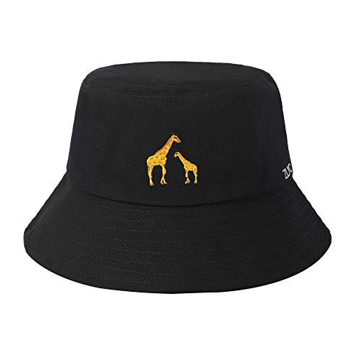 ZLYC Unisex Mode Bestickte Fischerhüte Sommerhut Outdoor-Hut Für Jugendliche (Giraffe Schwarz),Gr. Einheitsgröße von ZLYC