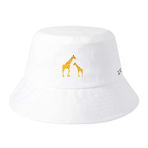 ZLYC Unisex Mode Bestickte Fischerhüte Sommerhut Outdoor-Hut Für Jugendliche (Giraffe Weiß),Gr. Einheitsgröße von ZLYC