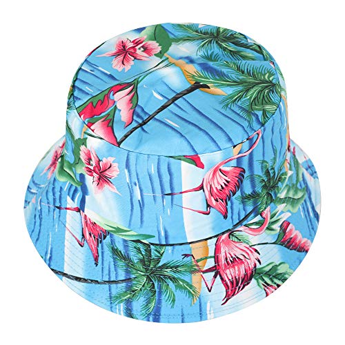 ZLYC Unisex Netter Einzigartiger Druck Reise Eimer Hut Sommer Fischerhute, Flamingos Palme, Gr.- M von ZLYC