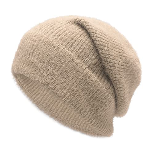 ZLYC Winter Damen Beanie Mütze Slouchy Elastizität Strickmütze(Einfaches Beige) von ZLYC