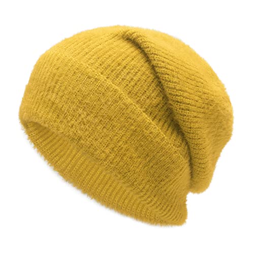 ZLYC Winter Damen Beanie Mütze Slouchy Elastizität Strickmütze(Einfaches Gelb) von ZLYC