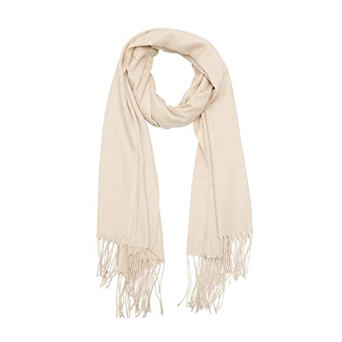 ZLYC Winter Damen Einfarbig Weich Warm Schal mit Fransen(Einfarbiges Beige) von ZLYC