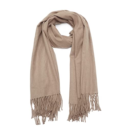 ZLYC Winter Damen Einfarbig Weich Warm Schal mit Fransen(Einfarbiges Khaki) von ZLYC