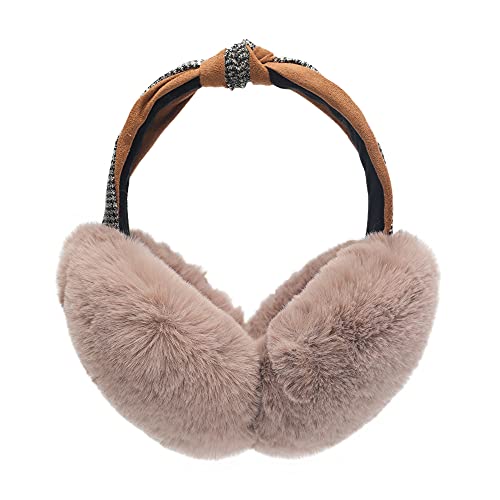 ZLYC Winter Ohrenschützer Ohrenwärmer Outdoor Faux Fur Earmuffs für Damen Kinder(Schleife Khaki) von ZLYC