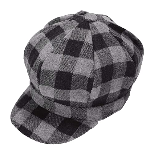 ZYLC Warme Schirmmütze Barett Mütze Winter Ballonmütze Klassisches Design(Plaid Schwarz Grau),Einheitsgröße von ZLYC