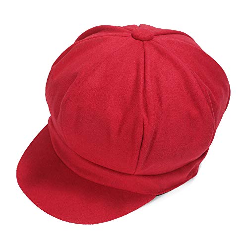 ZYLC Unisex Warme Schirmmütze Barett Mütze Winter Ballonmütze Klassisches Design Mit Schirm (rot),Einheitsgröße von ZLYC