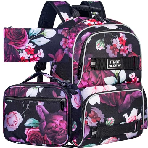 ZLYERT Laptop-Rucksack, 40,6 cm (16 Zoll), Schultasche und Lunchtasche, wasserabweisend, Rucksäcke für Teenager, Mädchen, Frauen, Studenten, Rosa / Schwarz, Einheitsgröße, 17d05 von ZLYERT