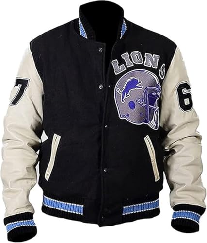 ZM ATTIRE Beverly Hills Cop Eddie Murphy Baseball Tom Hardy Venom Letterman Varsity Bomberjacke für Herren, Cremefarbene Lederärmel – Wolle vorne, M von ZM ATTIRE