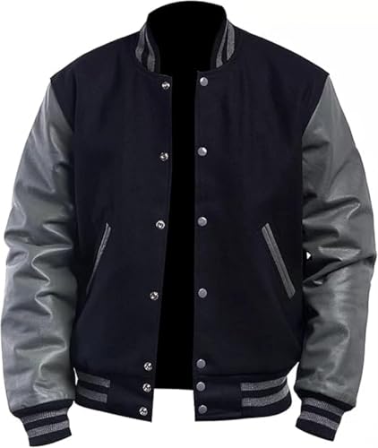 ZM ATTIRE Beverly Hills Cop Eddie Murphy Baseball Tom Hardy Venom Letterman Varsity Bomberjacke für Herren, Keine Flicken – Ärmel aus Wolle / Leder, XXL von ZM ATTIRE