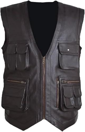 ZM ATTIRE Herren J World's Chris Pratt Owen Grady Brown Vest JW Echtes Leder Ärmellose Weste Mantel, Kunstleder - Braun, L von ZM ATTIRE