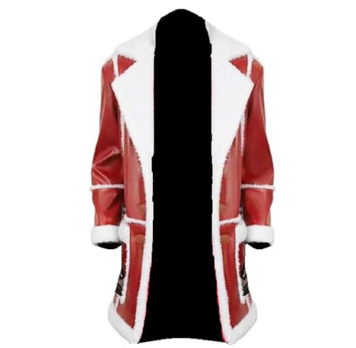 ZM ATTIRE Herren Santa Claus Rot PU Leder Mantel Jacke, Echtes Leder - Rot 1, XXL von ZM ATTIRE