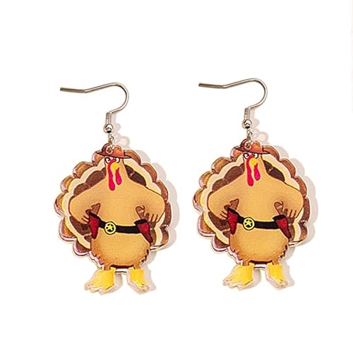 Süße Thanksgiving Truthahn Ohrringe Acryl Thanksgiving Herbst Ohrringe für Frauen (F) von ZMANYIJEW