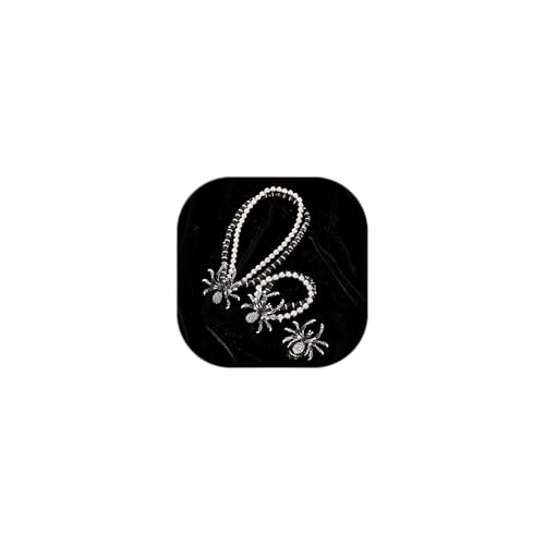 ZMANYIJEW 3 Sets Halloween Spinne Zubehör Gothic Spinne Halskette Armband Ring Set Gruselig Schwarz Silber Spinne Armband Cool Spider Anhänger eingelegt mit funkelnden Strasssteinen für Halloween von ZMANYIJEW