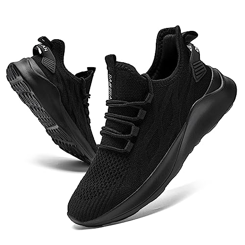 ZMBCYG Herren Sportschuhe Laufschuhe Turnschuhe Straßenlaufschuhe Tennisschuhe Sneaker Fitness Joggingschuhe Walkingschuhe Leichtgewichts Freizeit Atmungsaktive Schuhe Schwarz 44 von ZMBCYG
