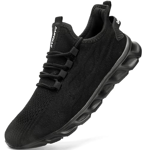 ZMBCYG Herren Sportschuhe Laufschuhe Turnschuhe Straßenlaufschuhe Tennisschuhe Sneaker Fitness Joggingschuhe Walkingschuhe Leichtgewichts Freizeit Atmungsaktive Schuhe schwarz 44 von ZMBCYG