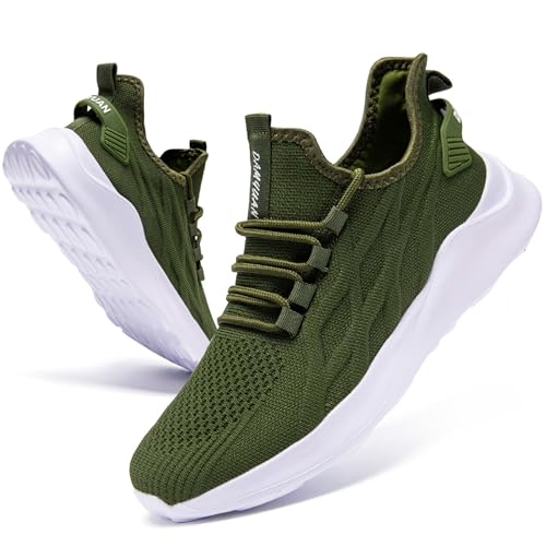 ZMBCYG Herren Sportschuhe Laufschuhe Turnschuhe Straßenlaufschuhe Tennisschuhe Sneaker Fitness Walkingschuhe Leichtgewichts Freizeit Atmungsaktive Schuhe grün 47 von ZMBCYG
