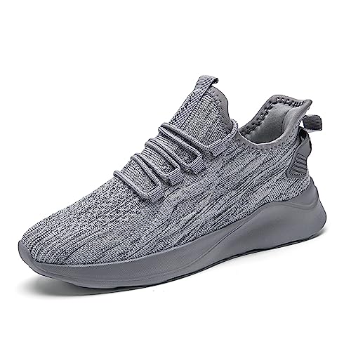 ZMBCYG Herren Straßenlaufschuhe Turnschuhe Sportschuhe Laufschuhe Tennisschuhe Sneaker Joggingschuhe Fitness Walkingschuhe Freizeit Atmungsaktive Leichtgewichts Schuhe Grau 42 von ZMBCYG