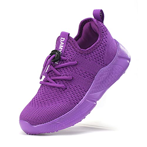 ZMBCYG Kinder Unisex Turnschuhe Sportschuhe Laufshuhe Jungen Mädchen Outdoor Sneaker Atmungsaktiv StraßEnlaufschuhe Hallenschuhe Violett EU 35 von ZMBCYG