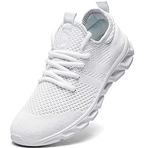 ZMBCYG Men’s Lightweight Running Shoes, Trainers, Sports Shoes, Street Running Shoes, Walking Shoes, Tennis Shoes, Fitness Shoes, Jogging Shoes,Weiß,40.5 EU von ZMBCYG