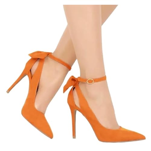 Damen High Heels Schleife hinten Stiletto Pumps Spitzschuh Schleife 11cm(Color 3,42) von ZMCGNO