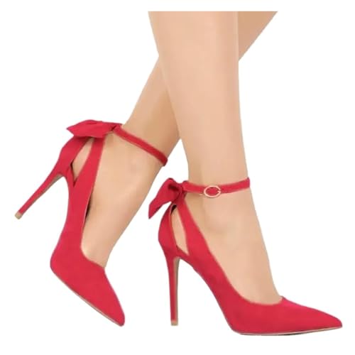 Damen High Heels Schleife hinten Stiletto Pumps Spitzschuh Schleife 11cm(Color 4,35) von ZMCGNO