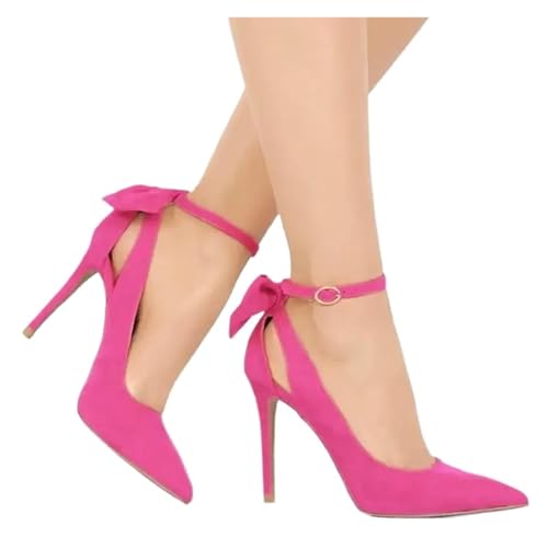 Damen High Heels Schleife hinten Stiletto Pumps Spitzschuh Schleife 11cm(Color 7,35) von ZMCGNO
