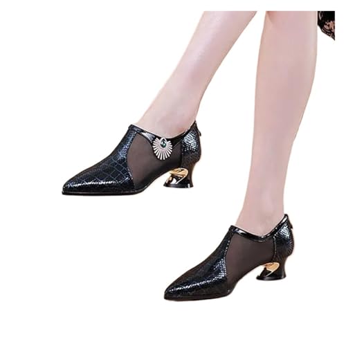 ZMCGNO Damen Frühling & Sommer Atmungsaktive Fersenschuhe Lady Cool Schwarz & Grau Komfort Party Hohe Schuhe(Color 1,41) von ZMCGNO
