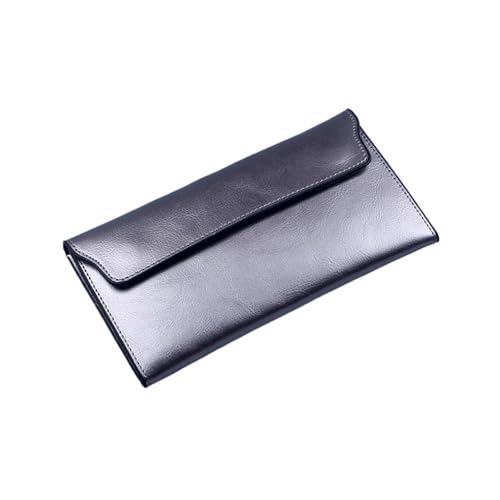 ZMCGNO Echtes Leder Damen Geldbörse Lange Dünne Geldbörse Rindsleder Mehrere Karten Halter Clutch Tasche Standard Geldbörse(Silver) von ZMCGNO
