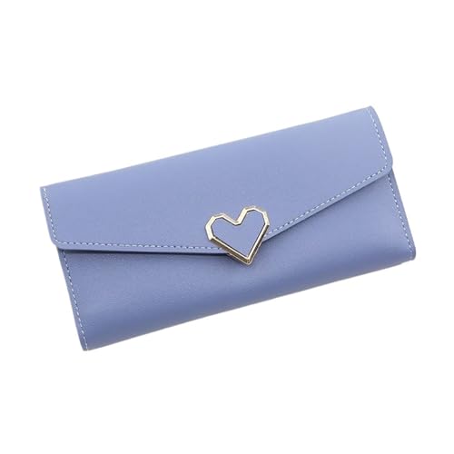 ZMCGNO Einfarbige Geldbörse Lange Damenbrieftasche Mehrere Kartenfächer Kartentasche Ausweis Kreditkartenhalter Münzgeldbörse Damen Clutch(Blue) von ZMCGNO