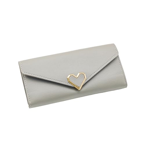 ZMCGNO Einfarbige Geldbörse Lange Damenbrieftasche Mehrere Kartenfächer Kartentasche Ausweis Kreditkartenhalter Münzgeldbörse Damen Clutch(Gray) von ZMCGNO