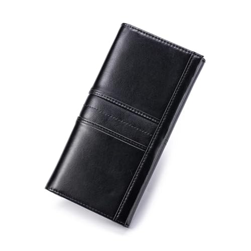 ZMCGNO Frauen Leder Brieftasche Lange Multifunktions Visitenkarte Halter Geldbörse Weiblichen Geldbeutel(Black) von ZMCGNO