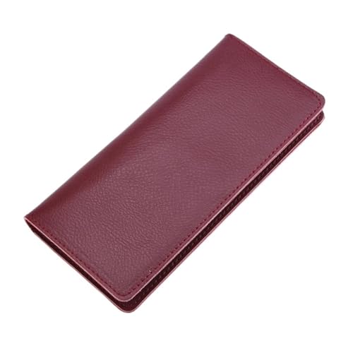 ZMCGNO Lange Brieftasche Frauen Lange Geldbörse Schlanke Geld Tasche Weibliche Kreditkarteninhaber Dünne Zweifach-Clutch for Damen(Wine red) von ZMCGNO