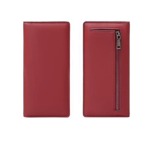ZMCGNO Lange Geldbörse PUdouble Folding Wallet Multifunktionale Damen Münz-Kreditkartentasche Handtasche(WineRed) von ZMCGNO