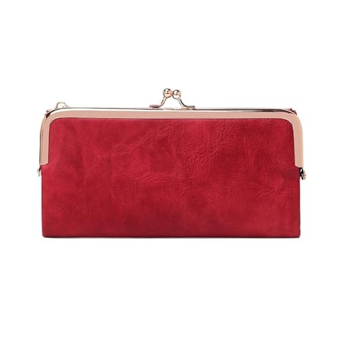 ZMCGNO Multifunktionale Lange Geldbörse, Vintage Clutch, Münzbörse, Damen-Kartenhalter mit Reißverschluss(Red) von ZMCGNO