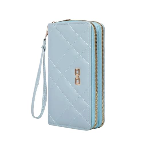 ZMCGNO Schicke, Gesteppte Lange Geldbörse for Damen – sicherer Reißverschluss, mehrere Kartenfächer, Handyfach – vielseitige Clutch for jeden Anlass(Blue) von ZMCGNO