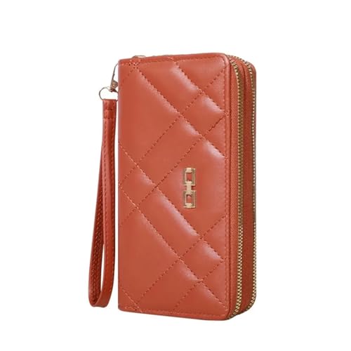 ZMCGNO Schicke, Gesteppte Lange Geldbörse for Damen – sicherer Reißverschluss, mehrere Kartenfächer, Handyfach – vielseitige Clutch for jeden Anlass(Brown) von ZMCGNO