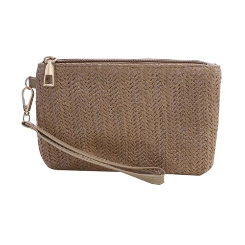 ZMCGNO Weben Lange Brieftasche Damen Armband Clutch Frauen Täglich Geld Telefon Clutch Gewebte Geldbörse Strand Karte Tasche(Coffee) von ZMCGNO